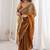 copper fendi satin double shaded sequins with zari lace work saree with blouse