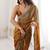copper fendi satin double shaded sequins with zari lace work saree with blouse