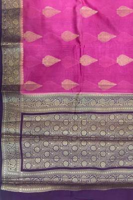 Banarasi cotton silk saree in rani pink with panboota  work 3