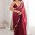 maroon fendi satin double shaded sequins with zari lace work saree with blouse