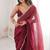 maroon fendi satin double shaded sequins with zari lace work saree with blouse