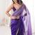 violet fendi satin double shaded sequins with zari lace work saree with blouse