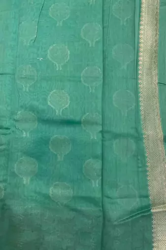 Banarasi cotton silk saree in skyblue with   zari booti   work