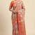 Banarasi digital print cotton silk saree in orange  with    multicolour strip  work