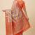 Banarasi digital print cotton silk saree in orange  with    multicolour strip  work