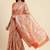 Banarasi digital print cotton silk saree in orange  with    multicolour strip  work