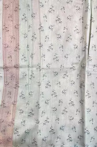 Banarasi digital print cotton silk saree in pistagreen  with  zari booti   work
