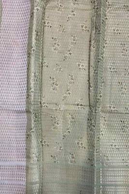 Banarasi digital print cotton silk saree in pistagreen  with zari booti  work 5