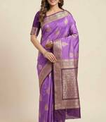 Banarasi cotton silk saree in lavender with panboota  work