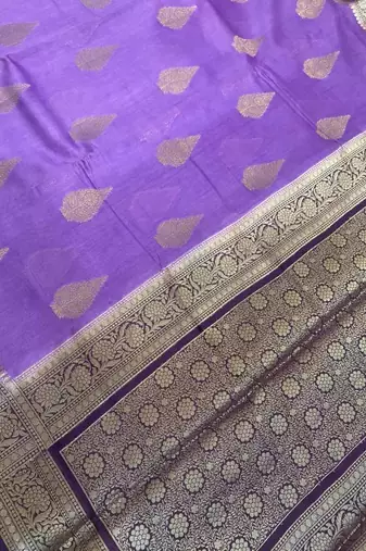 Banarasi cotton silk saree in lavender with panboota  work