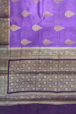 Banarasi cotton silk saree in lavender with panboota  work 4