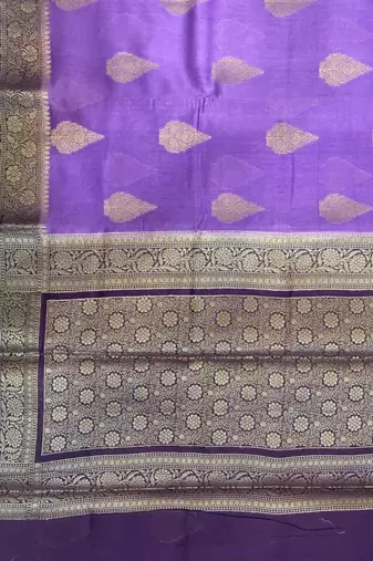 Banarasi cotton silk saree in lavender with panboota  work