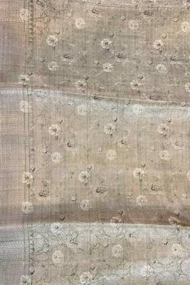 Banarasi digital print cotton silk saree in lightgrey with   zari booti  work 5