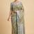Banarasi digital print cotton silk saree in pistagreen  with red mina zari booti work