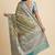 Banarasi digital print cotton silk saree in pistagreen  with red mina zari booti work