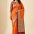 Banarasi cotton silk saree in orange with   zari booti   work
