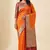 Banarasi cotton silk saree in orange with   zari booti   work