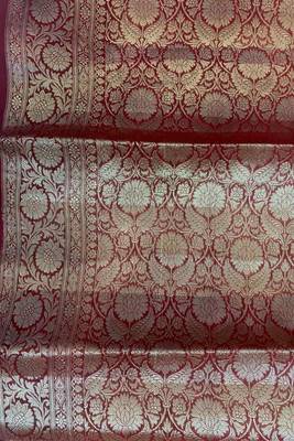 Banarasi cotton silk saree in orange with   zari booti   work 5