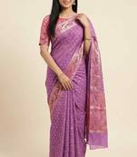 Banarasi cotton silk saree in pink with   zari booti   work