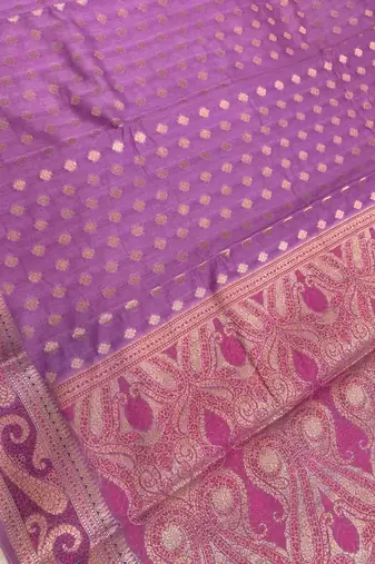 Banarasi cotton silk saree in pink with   zari booti   work