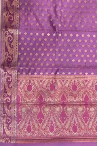 Banarasi cotton silk saree in pink with   zari booti   work