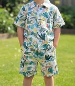 Multicolor printed cotton blend kids cord set