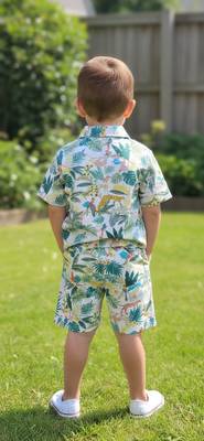 Multicolor printed cotton blend kids cord set 2