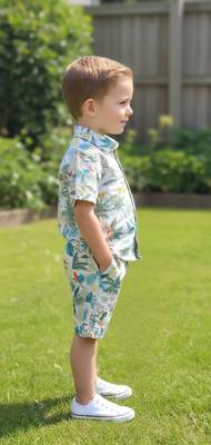 Multicolor printed cotton blend kids cord set 3