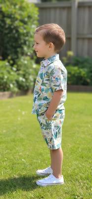 Multicolor printed cotton blend kids cord set 4