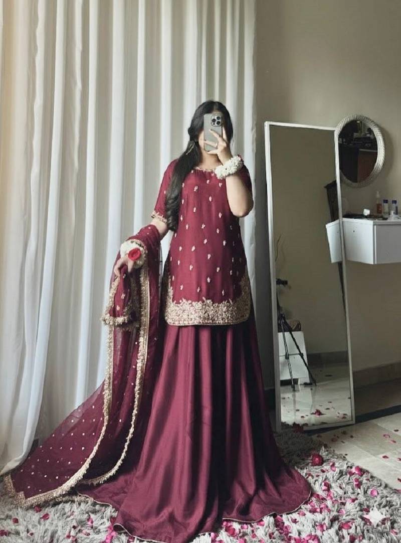 Womens  embroidery sequins work  palazzo set