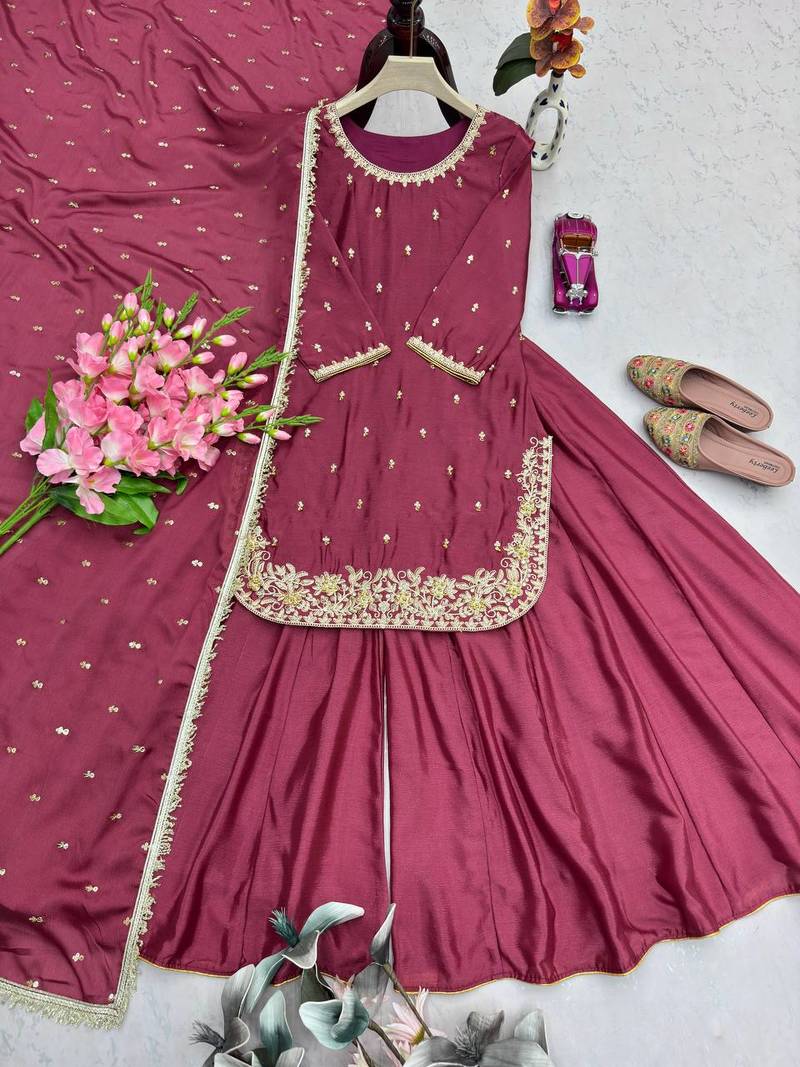 Womens  embroidery sequins work  palazzo set