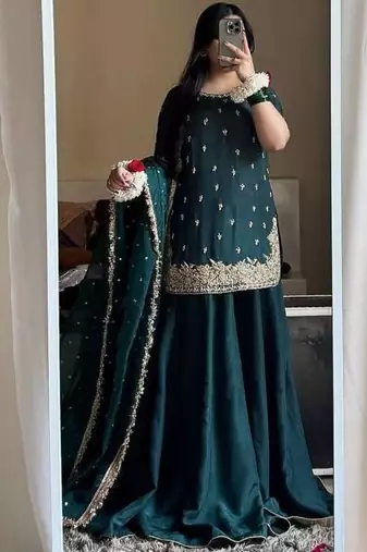 Womens  embroidery sequins work  palazzo  set