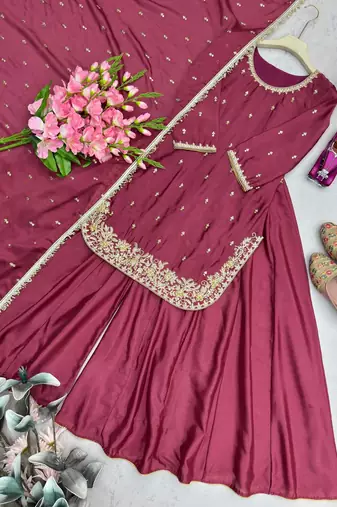 Womens  embroidery sequins work  palazzo set