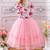 Pink floral print net fit & flare girls party dress