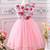Pink floral print net fit & flare girls party dress