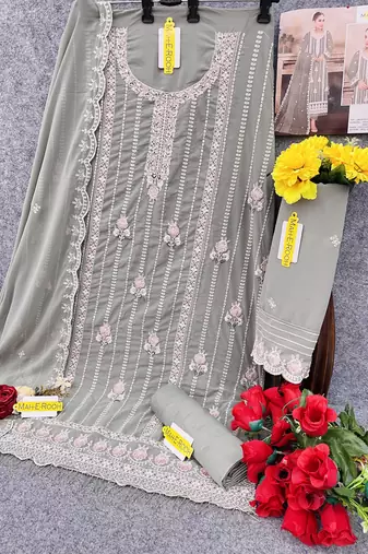 Mehendi  embroidered faux georgette salwar suit