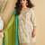 Elegant cream & green pakistani sharara suit with embroidered kurta dupatta