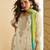 Elegant cream & green pakistani sharara suit with embroidered kurta dupatta