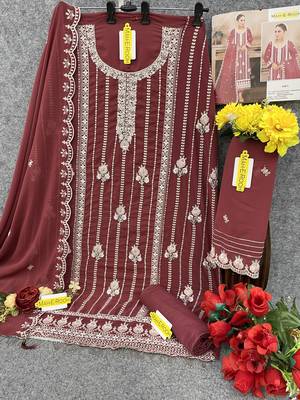 Gajari embroidered faux georgette salwar suit 6
