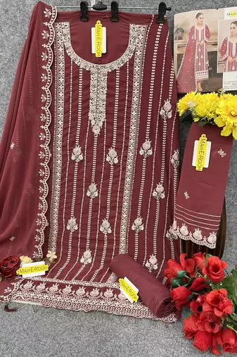 Gajari embroidered faux georgette salwar suit
