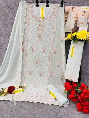 Mint embroidered faux georgette salwar suit 4