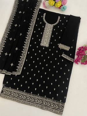 Black embroidered faux georgette salwar suit 3
