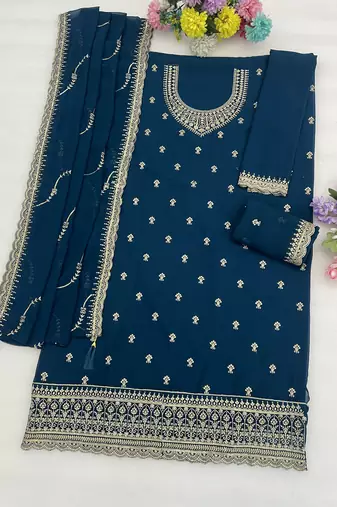 Morpich embroidered faux georgette salwar suit