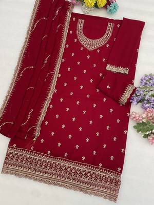 Cherry embroidered faux georgette salwar suit 3