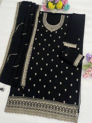 Black embroidered faux georgette salwar suit 3