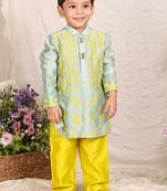 Mint green printed chanderi kurta set