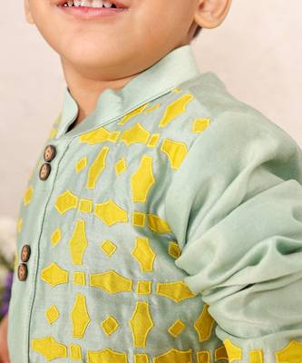 Mint green printed chanderi kurta set 2