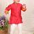 Red printed chanderi kurta set