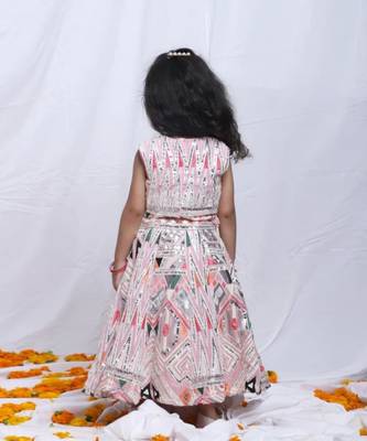 Pink embroidered leather lehenga set 2