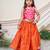 Hot pink orange embroidered chanderi lehenga set
